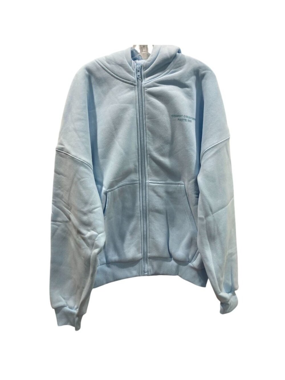 Comfrt Pastel Edit Zip-Up Hoodie S Baby Blue Casual Lounge Preppy Minimalist New